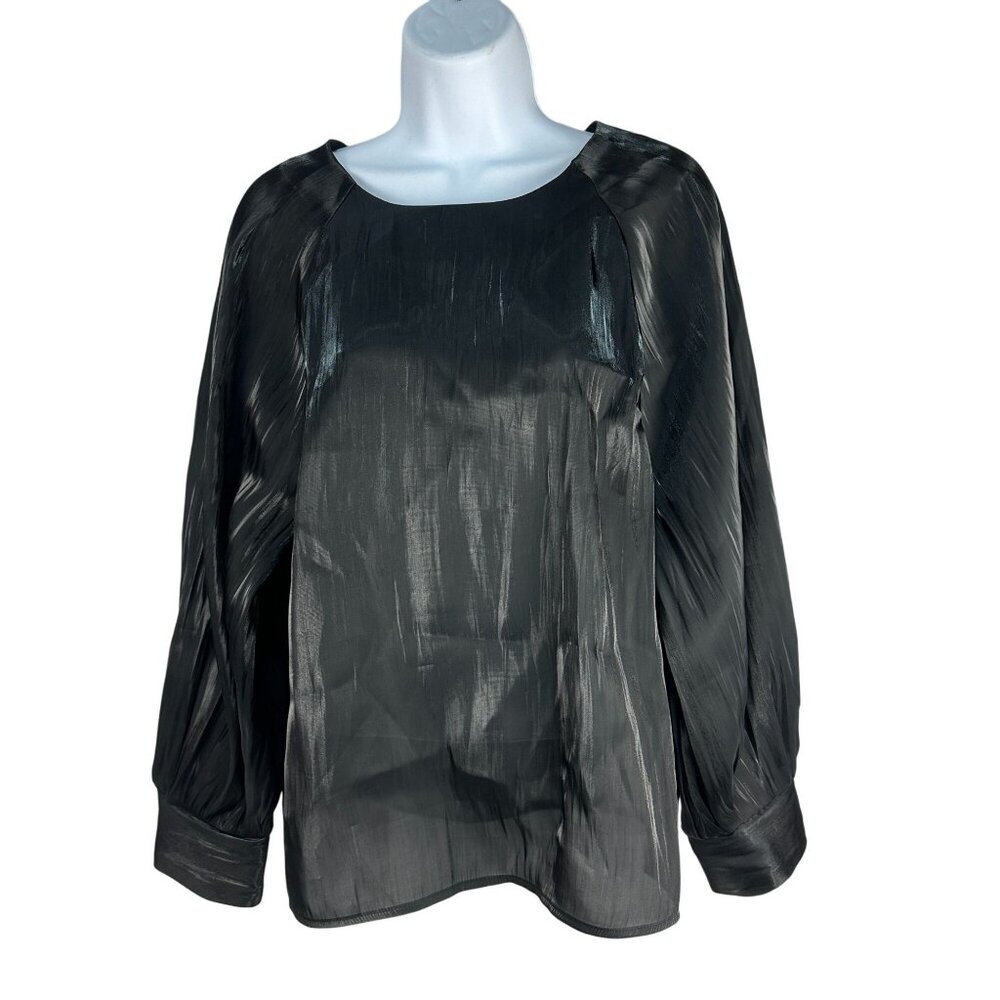 Nine West Womens Black Long Sleeve Blouse Size Medium 100% Polyester